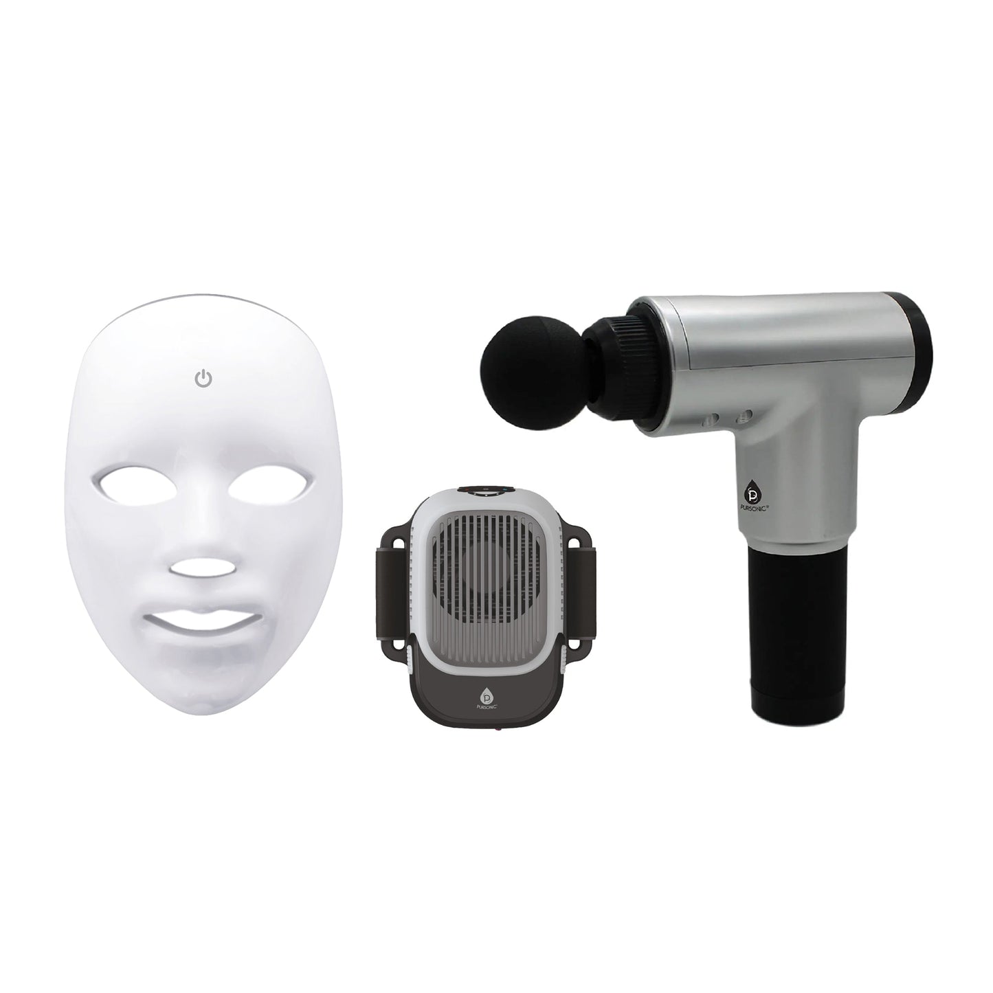 Total Wellness Recovery Bundle – Massage Gun, Red Light Therapy Mask & Hot/Cold Therapy Cube