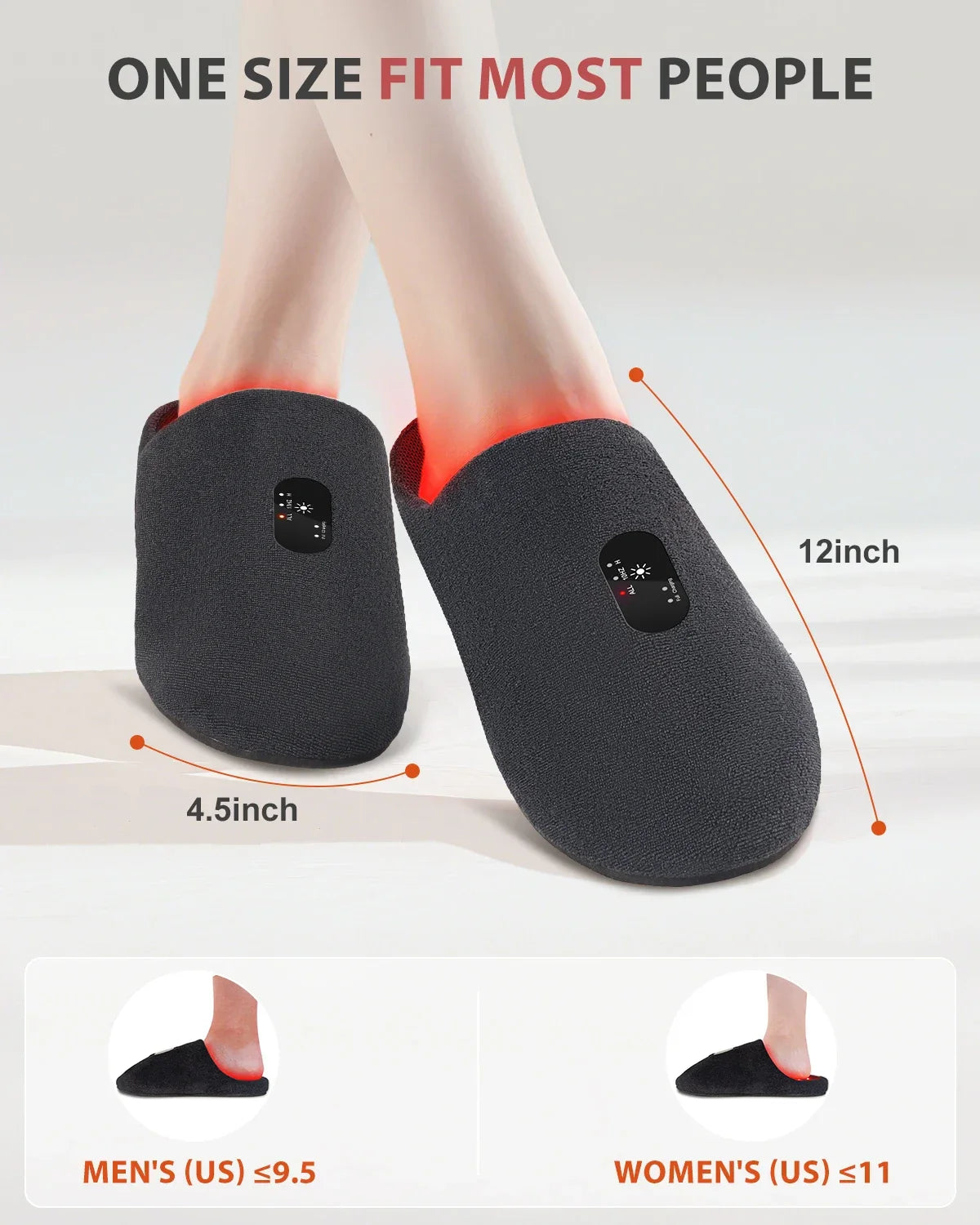 NNEOBA Rechargeable Red Light Therapy Slippers Black