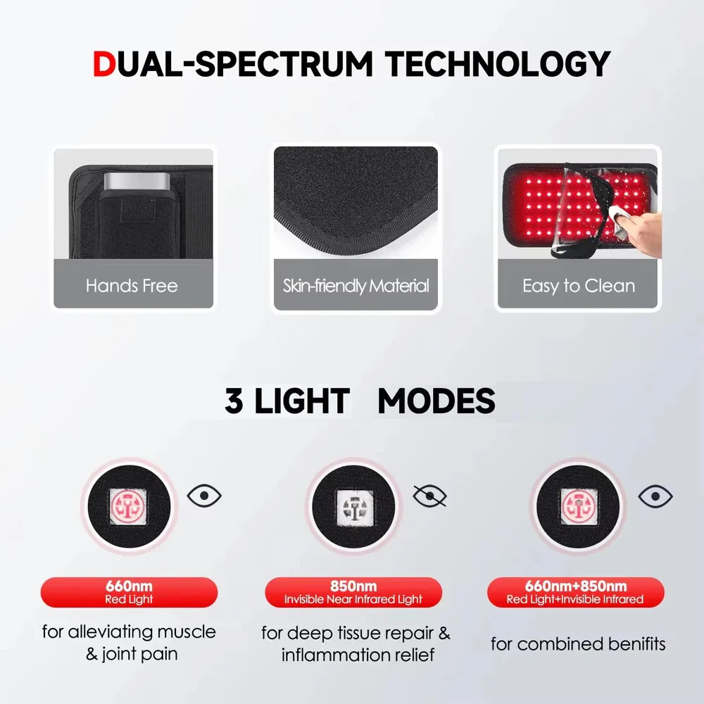 NNEOBA 60-LED Red Infrared Light Therapy Belt Black